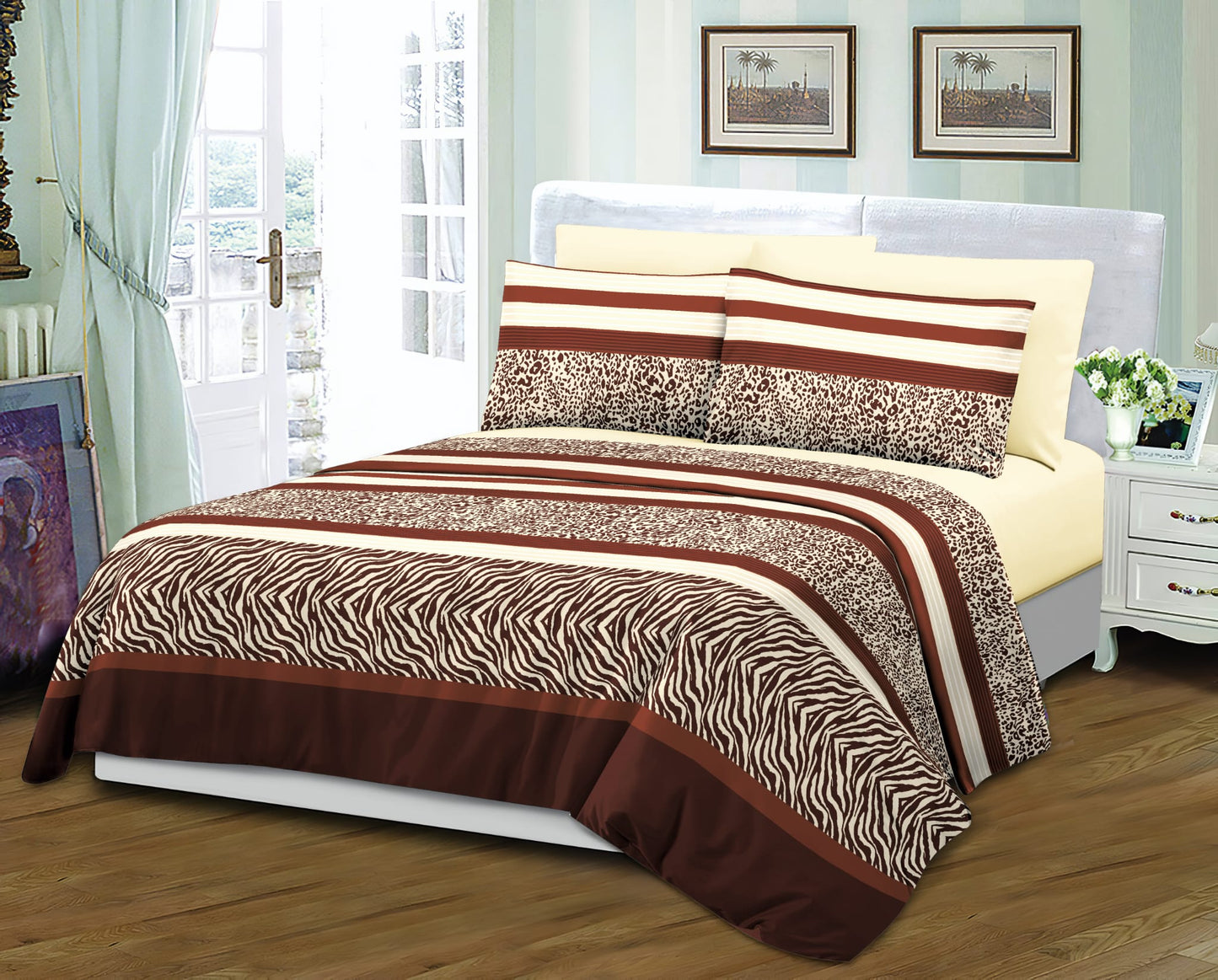 Grover Linen, Printed Sheet Set 6Pcs- King Bedsheet Set A1KG35