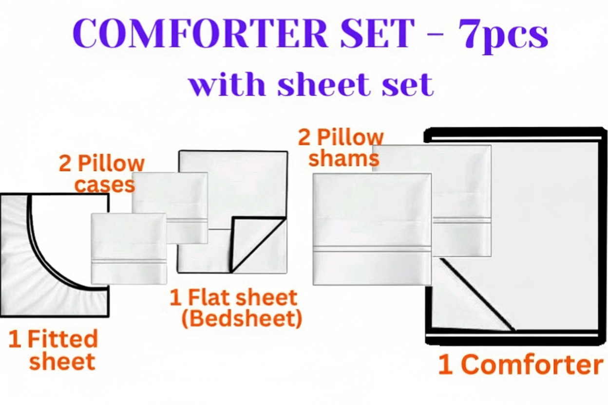 .Printed Comforter with Bed Sheet Set 7 Pcs- Queen Comforter Set A1COMQN13