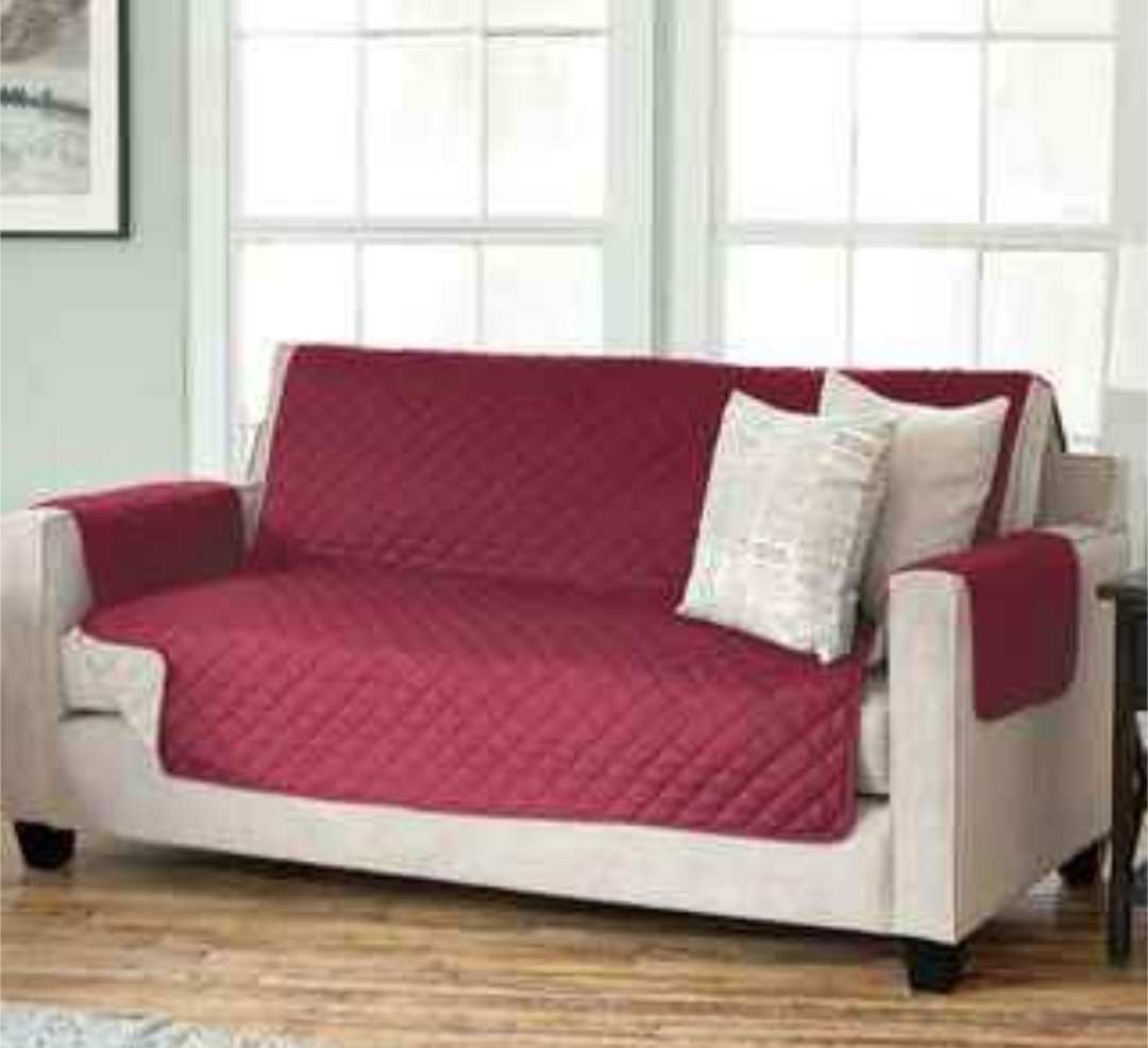 Solid Quilted Reversible Slipcovers- Sofa, Loveseat, Chair Cover
