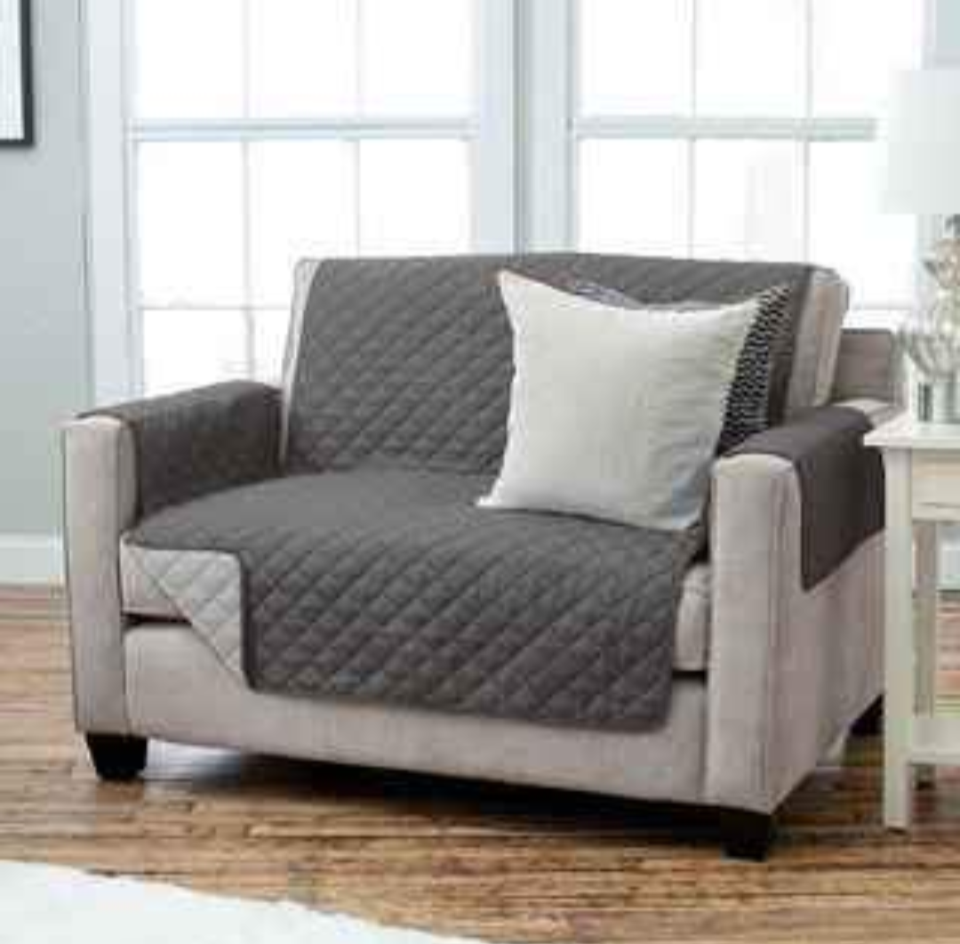 Solid Quilted Reversible Slipcovers- Sofa, Loveseat, Chair Cover