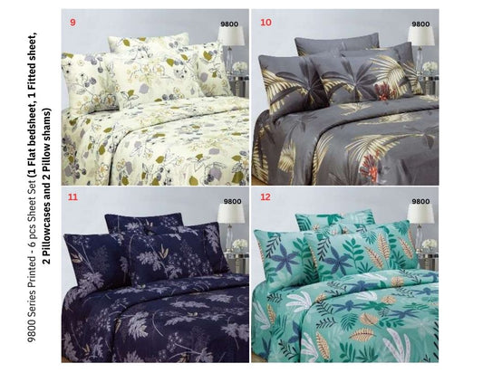 Dream Sleep Linen, Printed Sheet Set 6Pcs- 9800 Series King Bedsheet Set A1KG27