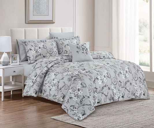 Style Collection Linen, Bed in Bag Printed Comforter with Sheet Set 8 Pcs- King Comforter Set A1COMKG05