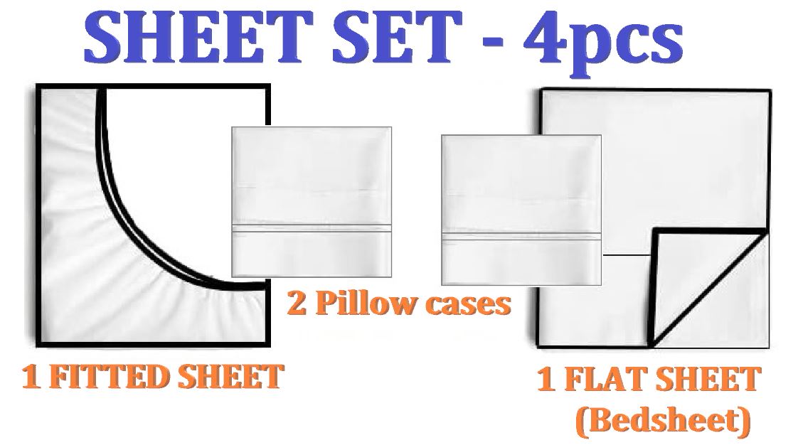 Comfort Plus Linen, Printed Sheet Set 4Pcs- 12500 Series Queen Bedsheet Set A1QN013