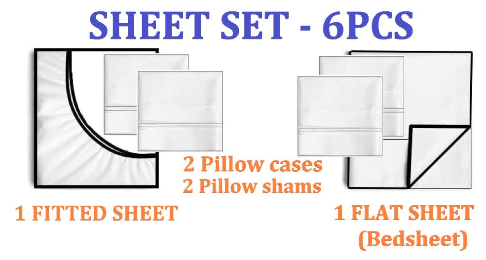 Dream Sleep Linen, Printed Sheet Set 6Pcs- 9800 Series Queen Bedsheet Set A1QN04