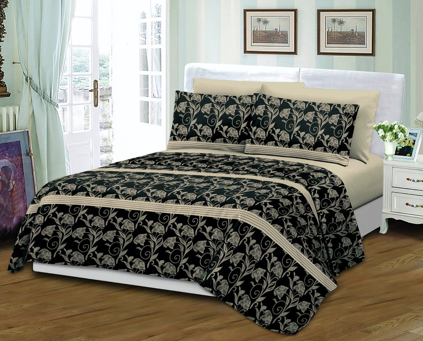 Grover Linen, Printed Sheet Set 6Pcs- Bedsheet Set A1KGQN25011