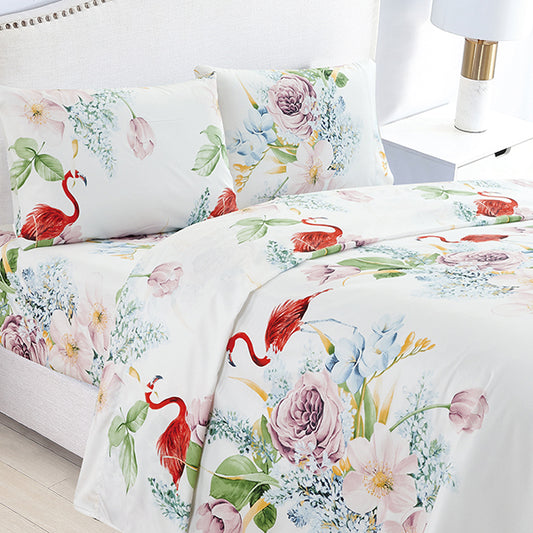 Dream Sleep Linen, Printed Sheet Set 4Pcs- 7600 Series Queen Bedsheet Set A1QN03